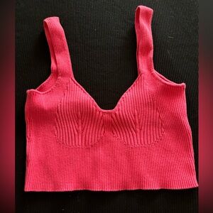 Pink ribbed crop top